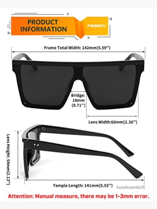 Oversized Flat Top Square Sunglasses UV400 Protection for Women Men main image 4
